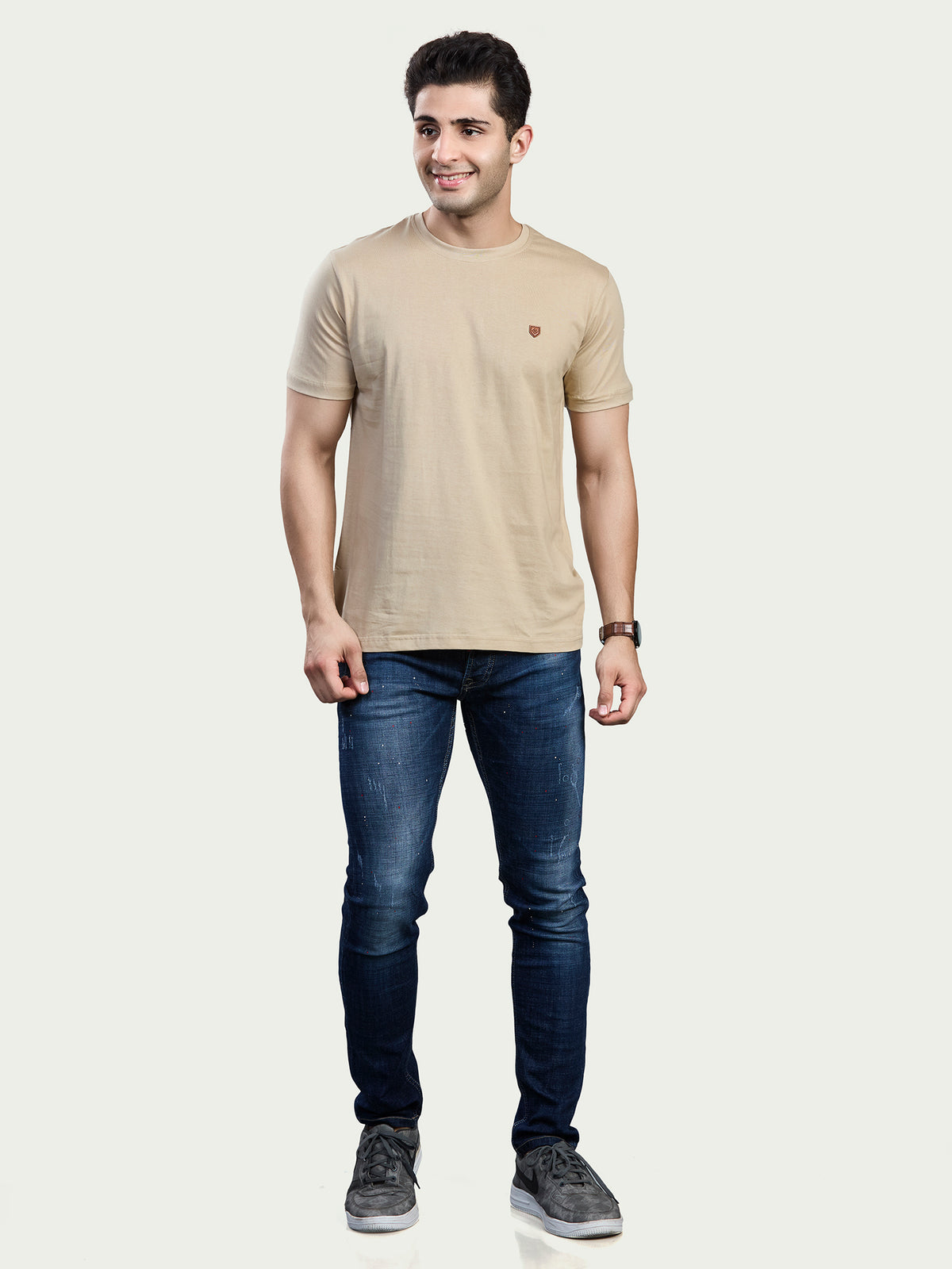 Solid Round Neck 100% Cotton T-Shirt
