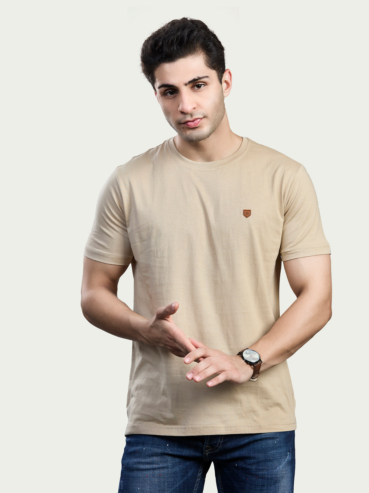 Solid Round Neck 100% Cotton T-Shirt