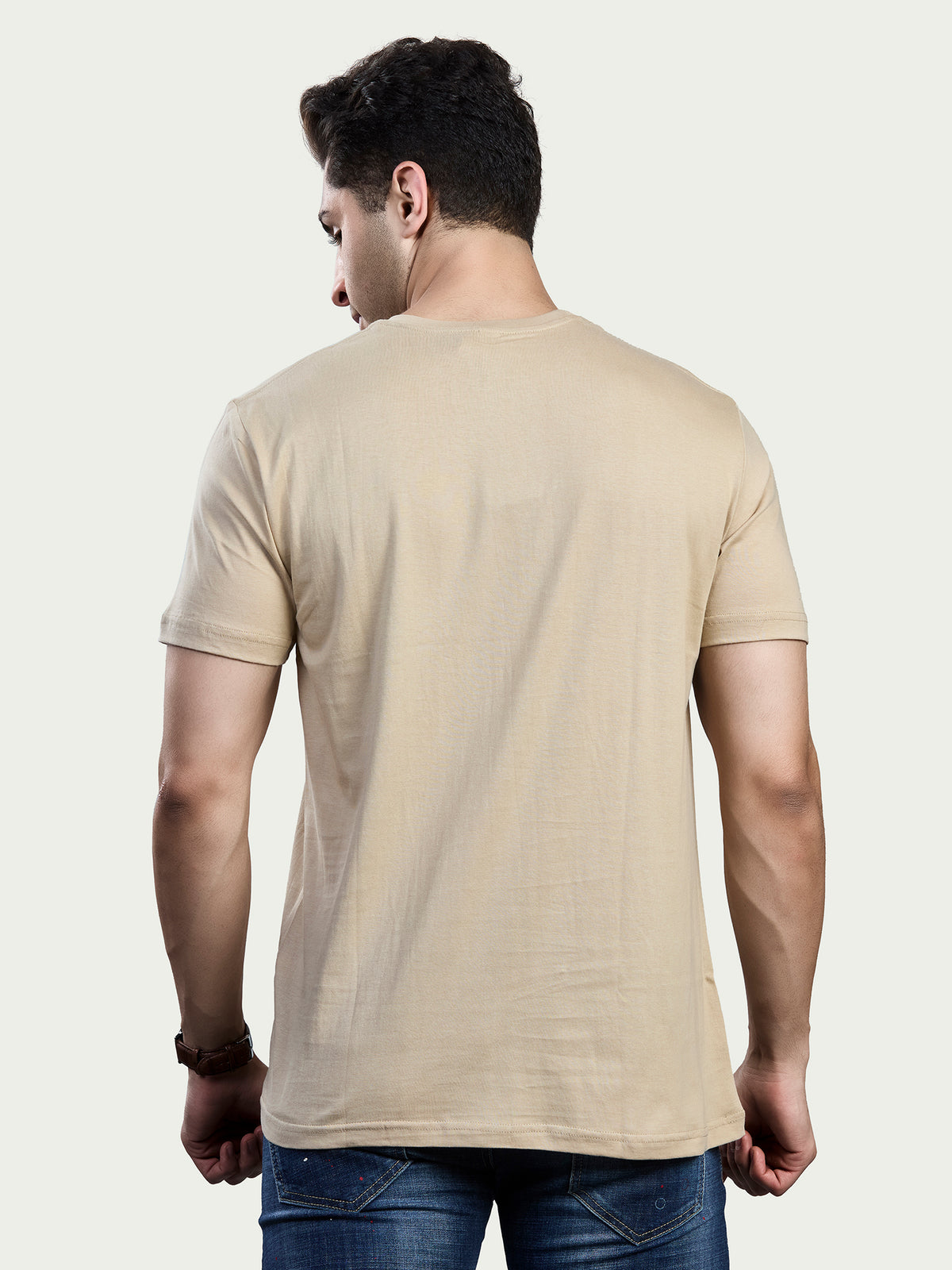 Solid Round Neck 100% Cotton T-Shirt