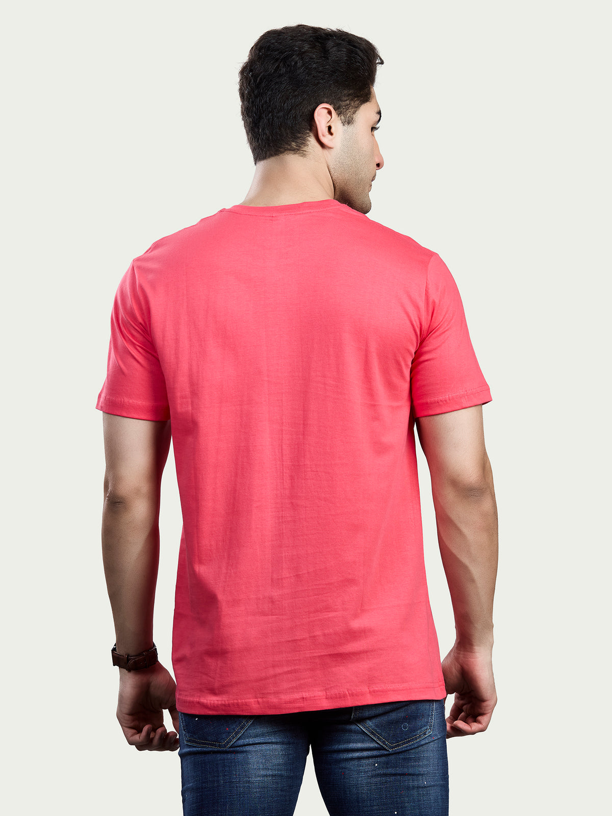 Solid Round Neck 100% Cotton T-Shirt