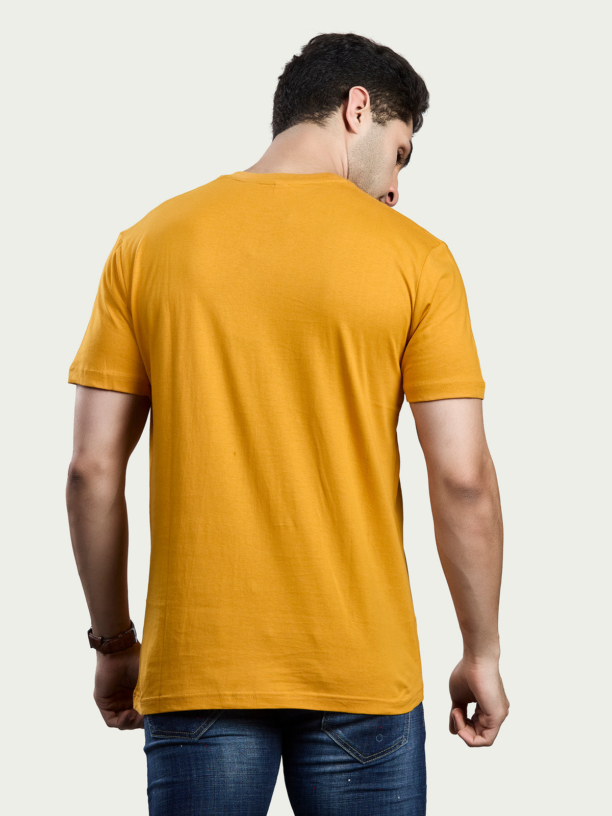 Solid Round Neck 100% Cotton T-Shirt