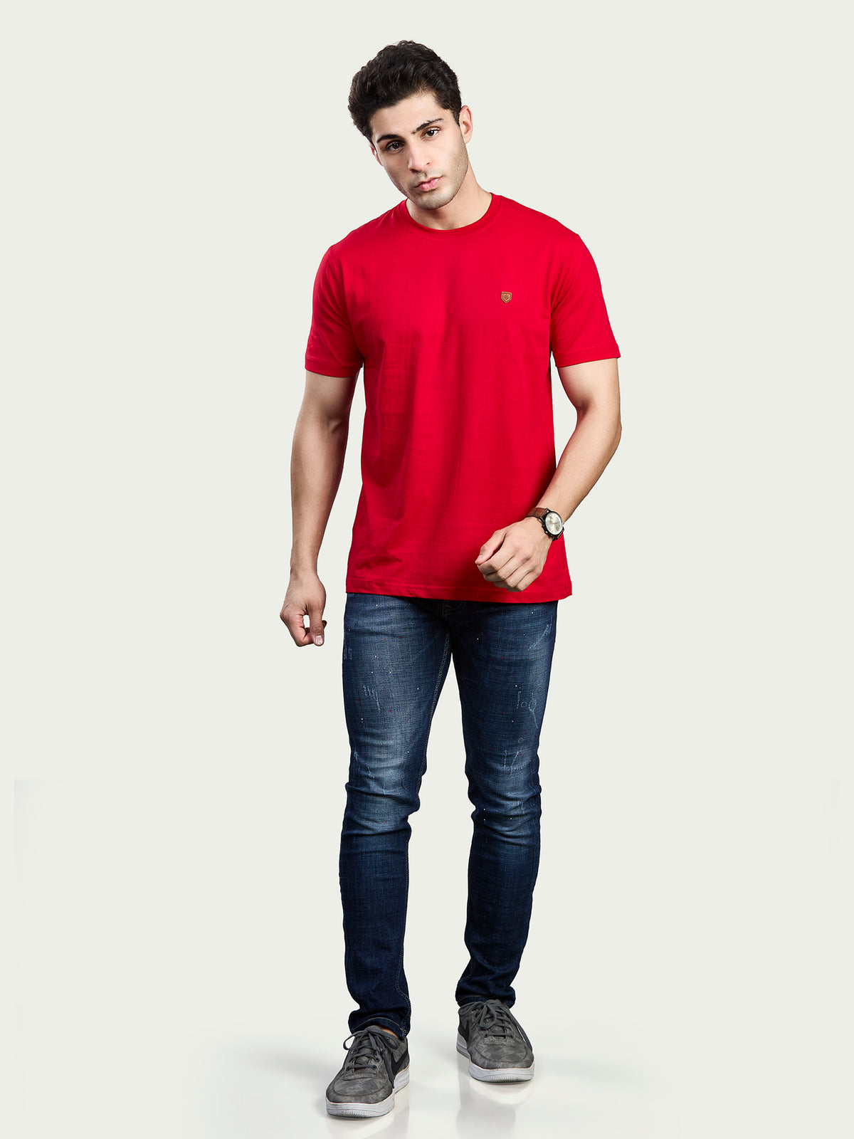 Solid Round Neck 100% Cotton T-Shirt