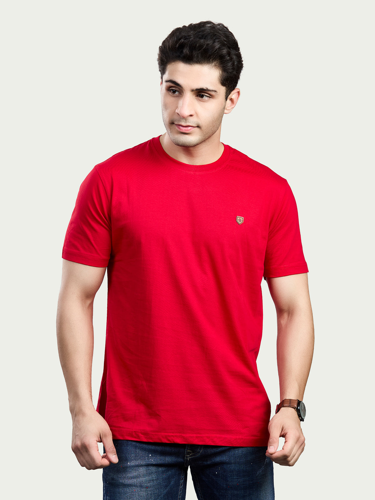 Solid Round Neck 100% Cotton T-Shirt