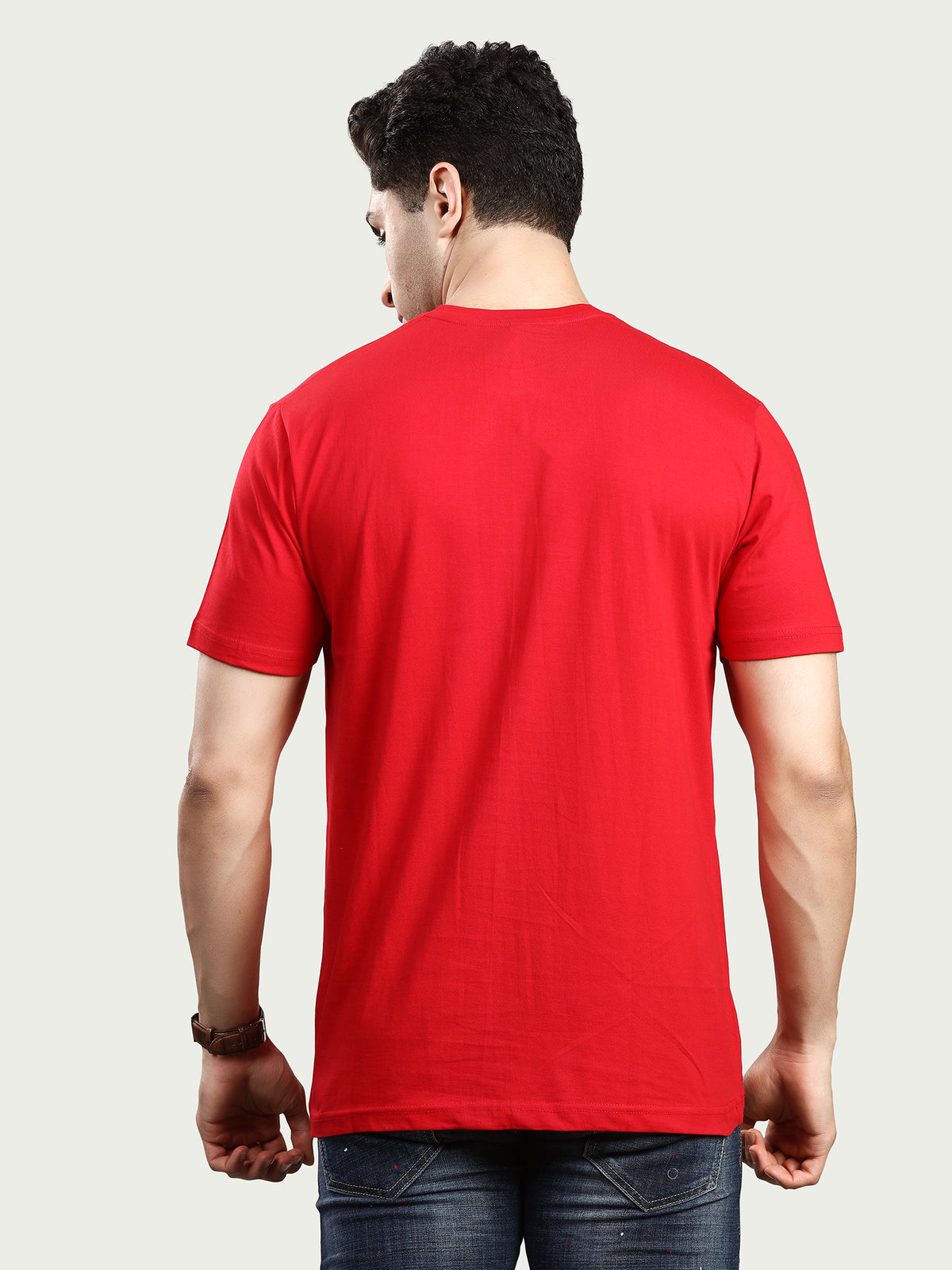 Solid Round Neck 100% Cotton T-Shirt
