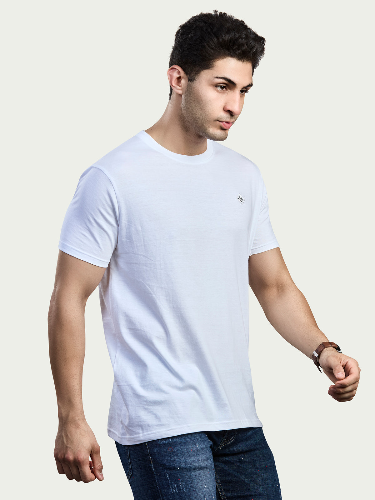 Solid Round Neck 100% Cotton T-Shirt