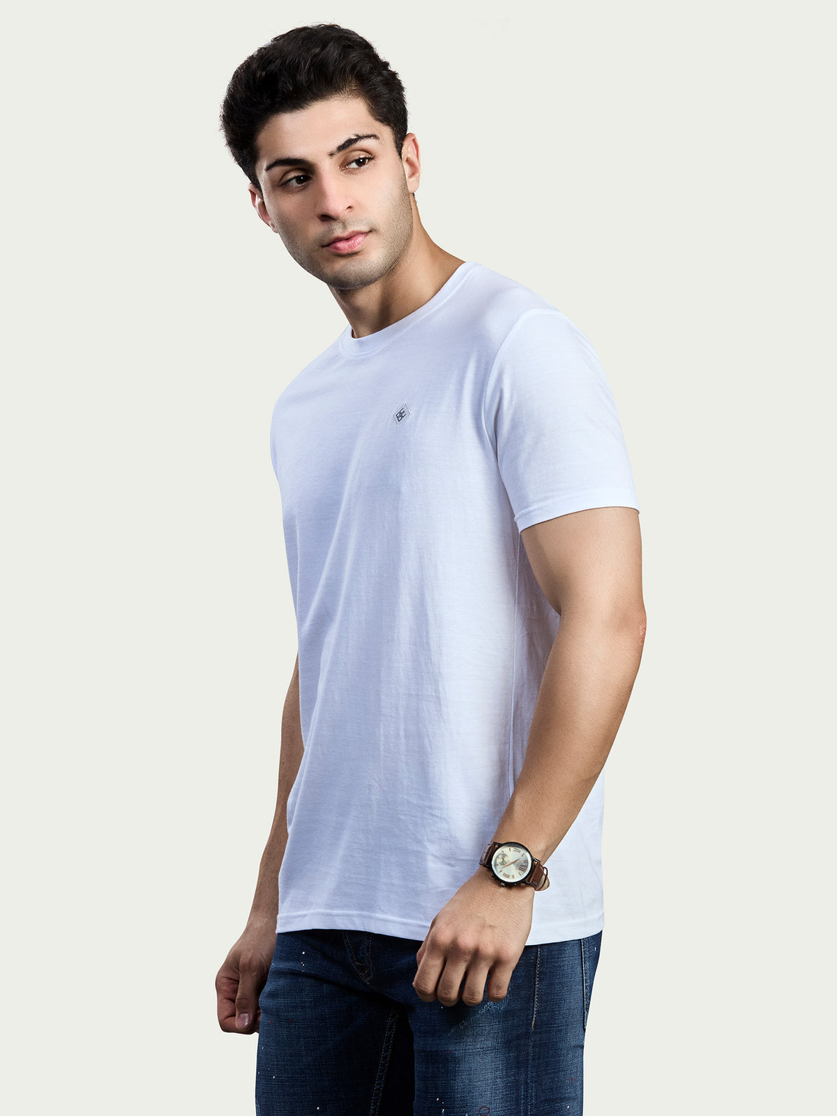 Solid Round Neck 100% Cotton T-Shirt