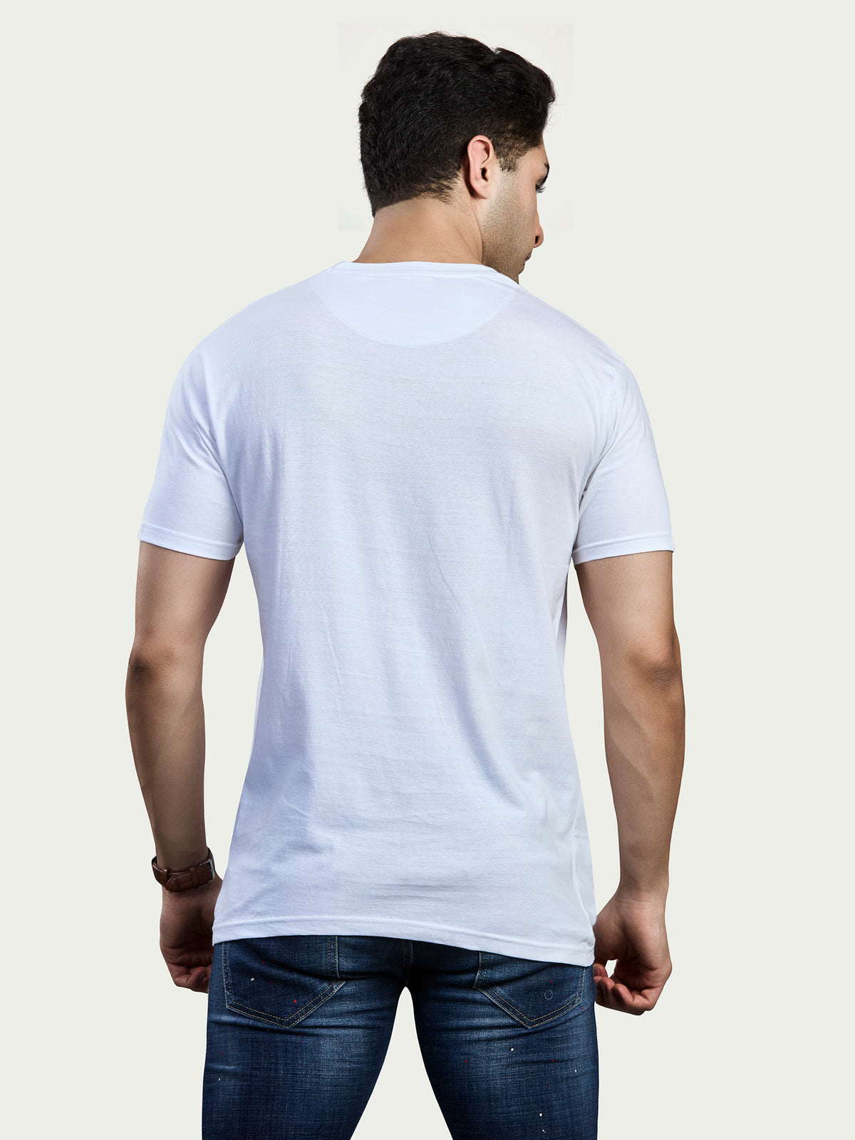 Solid Round Neck 100% Cotton T-Shirt