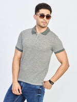 Grey Stripe Polo T-Shirt