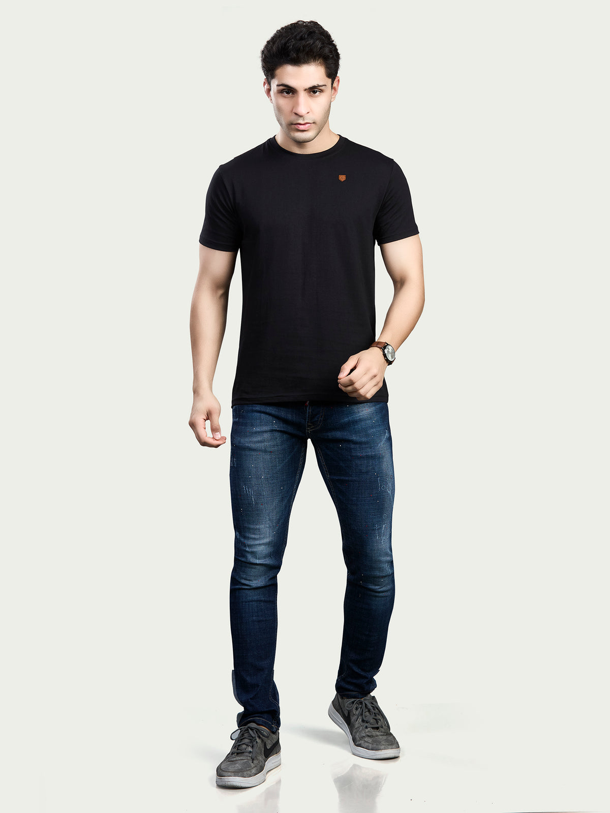 Solid Round Neck 100% Cotton T-Shirt