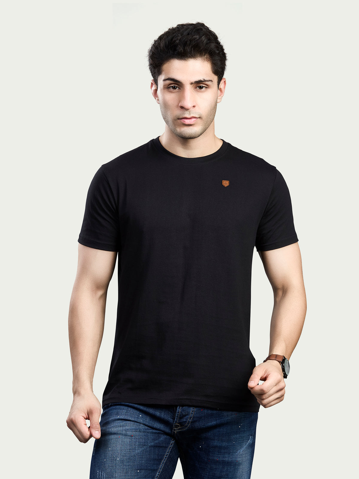 Solid Round Neck 100% Cotton T-Shirt