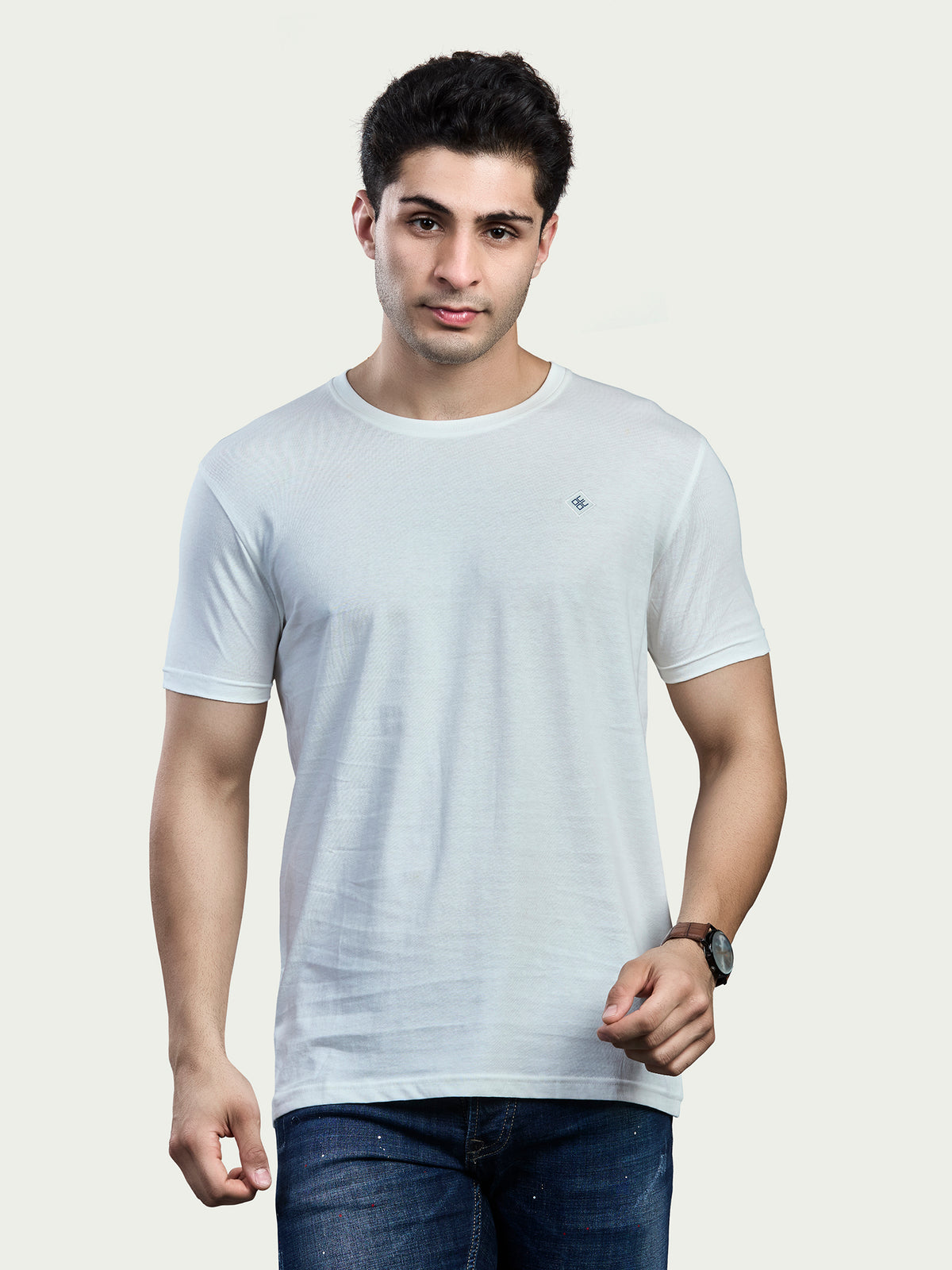 Solid Round Neck 100% Cotton T-Shirt