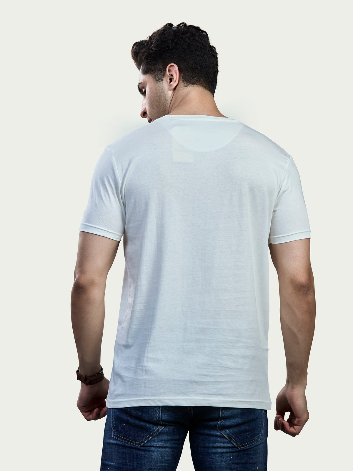 Solid Round Neck 100% Cotton T-Shirt