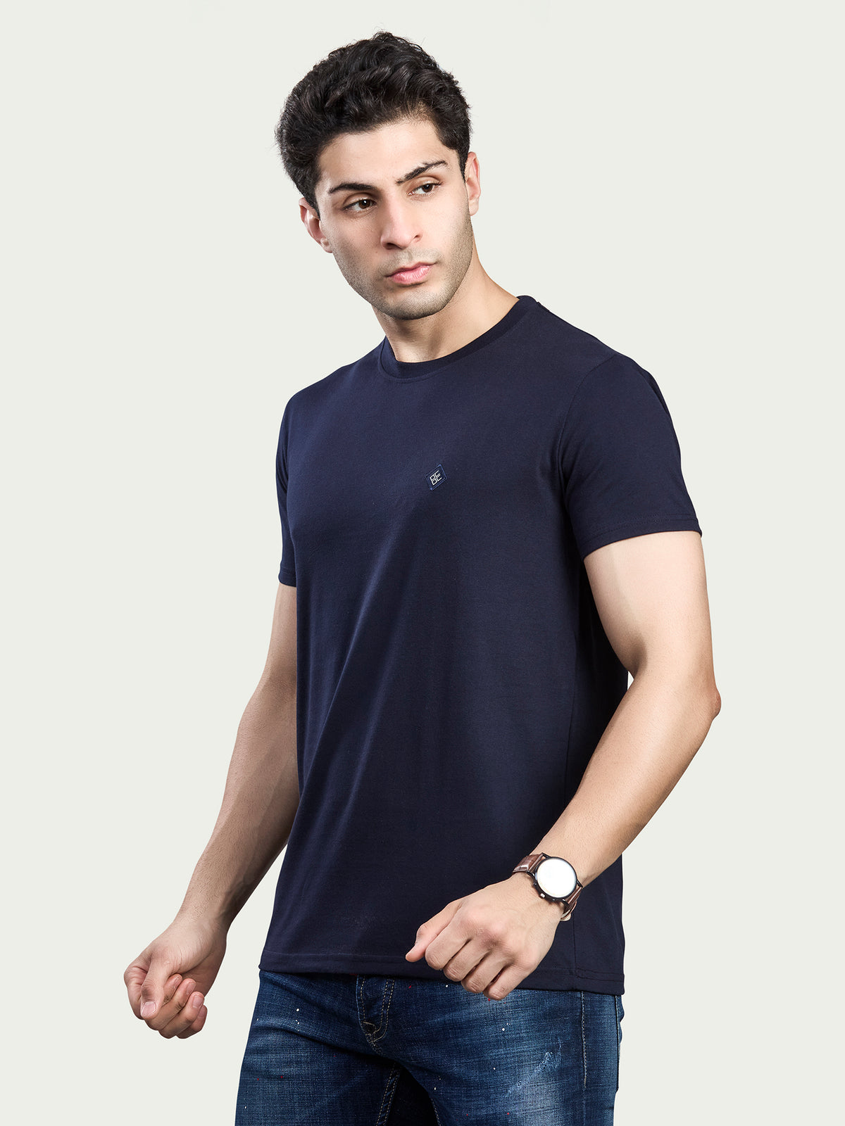 Solid Round Neck 100% Cotton T-Shirt