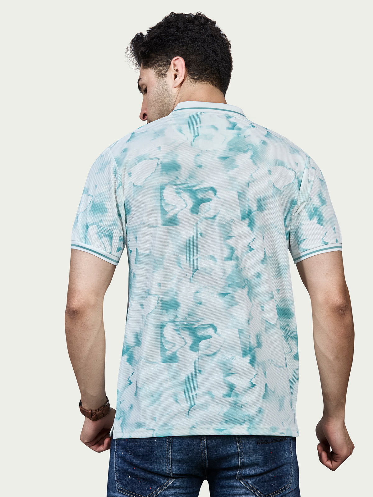 Printed Polo Neck T-Shirt