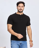 Black Henley Neck T-Shirt