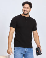 Black Henley Neck T-Shirt