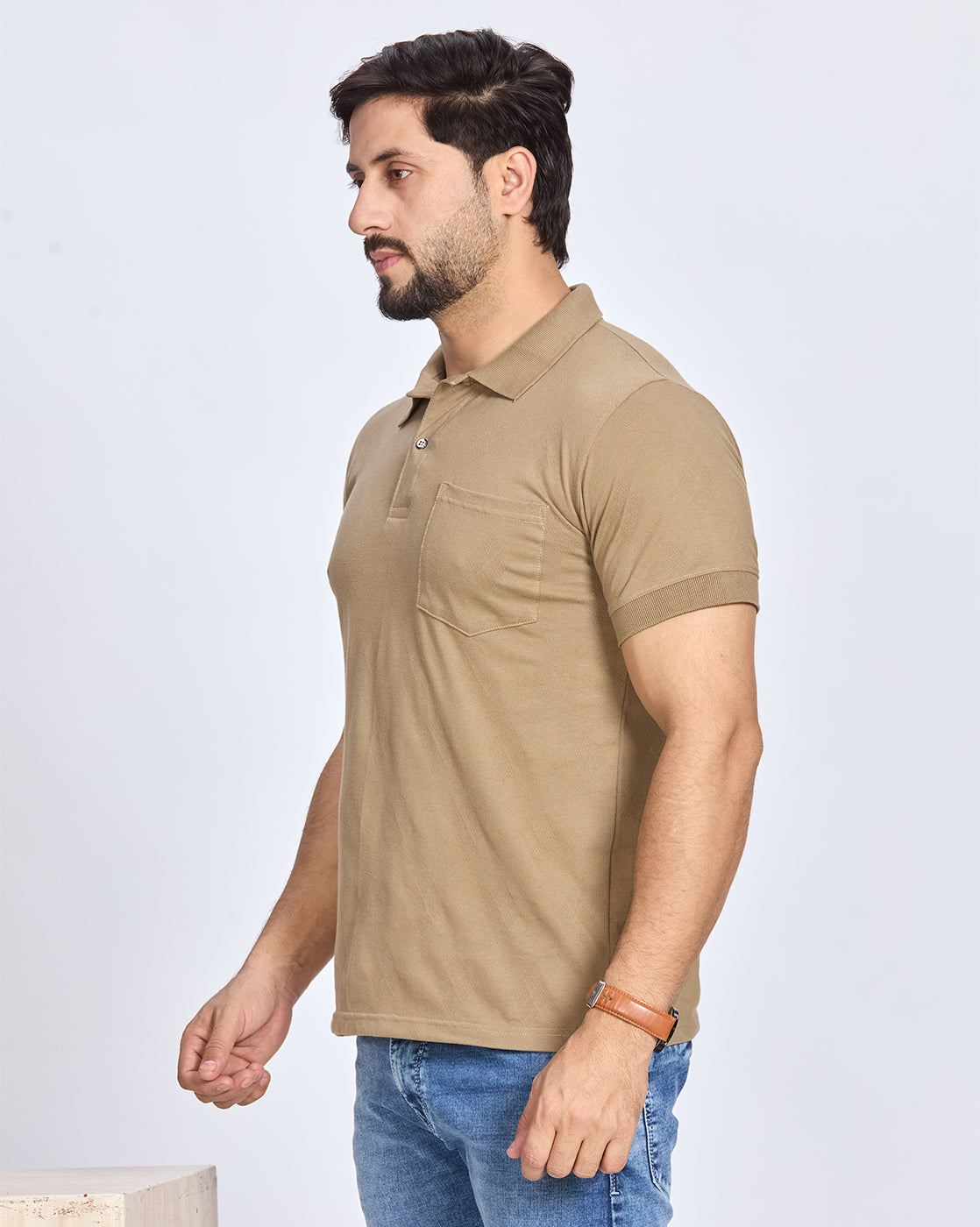 Khaki Solid Polo T-Shirt