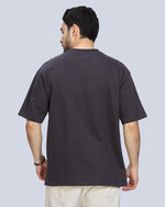 Dark GreyRound Neck Drop Shoulder Cotton T-Shirt