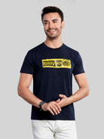 Navy Printed Round Neck T-Shirt