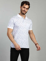 White Printed Polo Neck T-Shirt