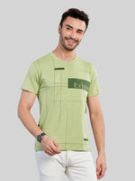 Green Printed Round Neck T-Shirt