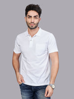 White Striped Polo Neck T-shirt