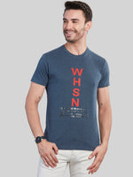 Blue Printed Round Neck T-Shirt