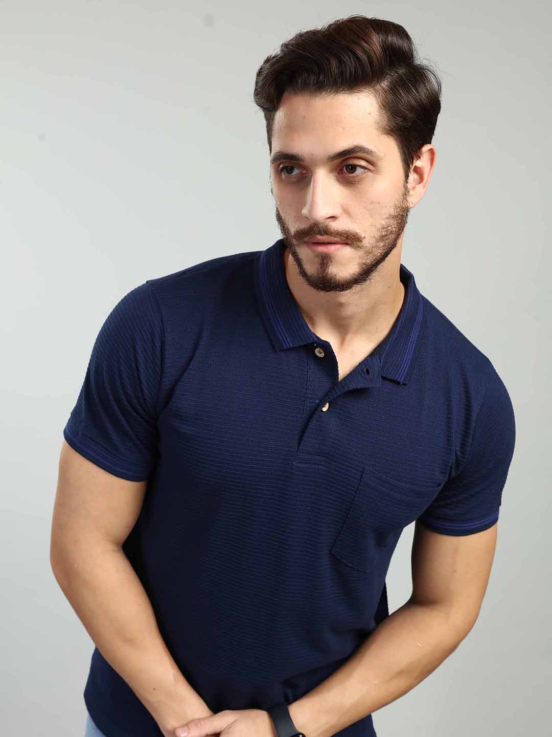 Navy Polo Neck T-Shirt