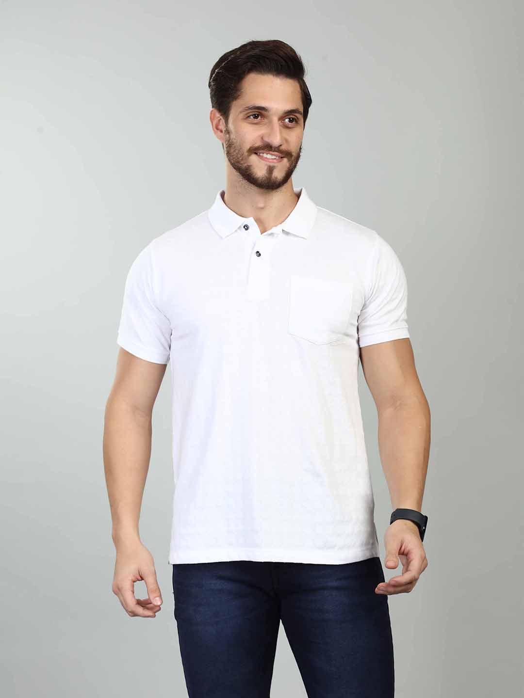 White Polo Neck T-Shirt