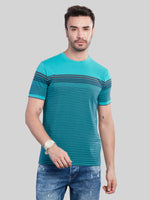 Green Striped Round neck T-Shirt