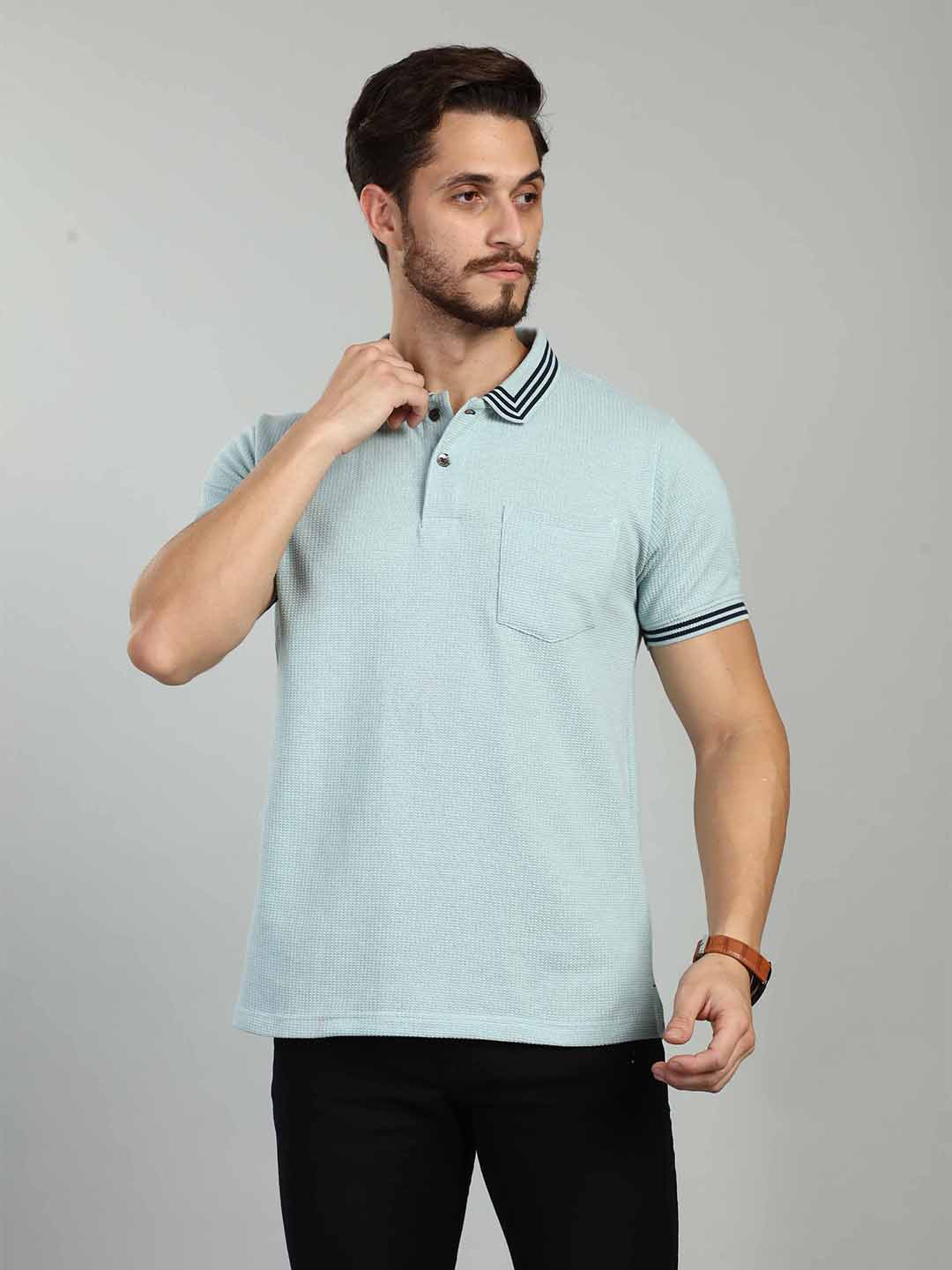 Light Aqua Polo Neck T-Shirt