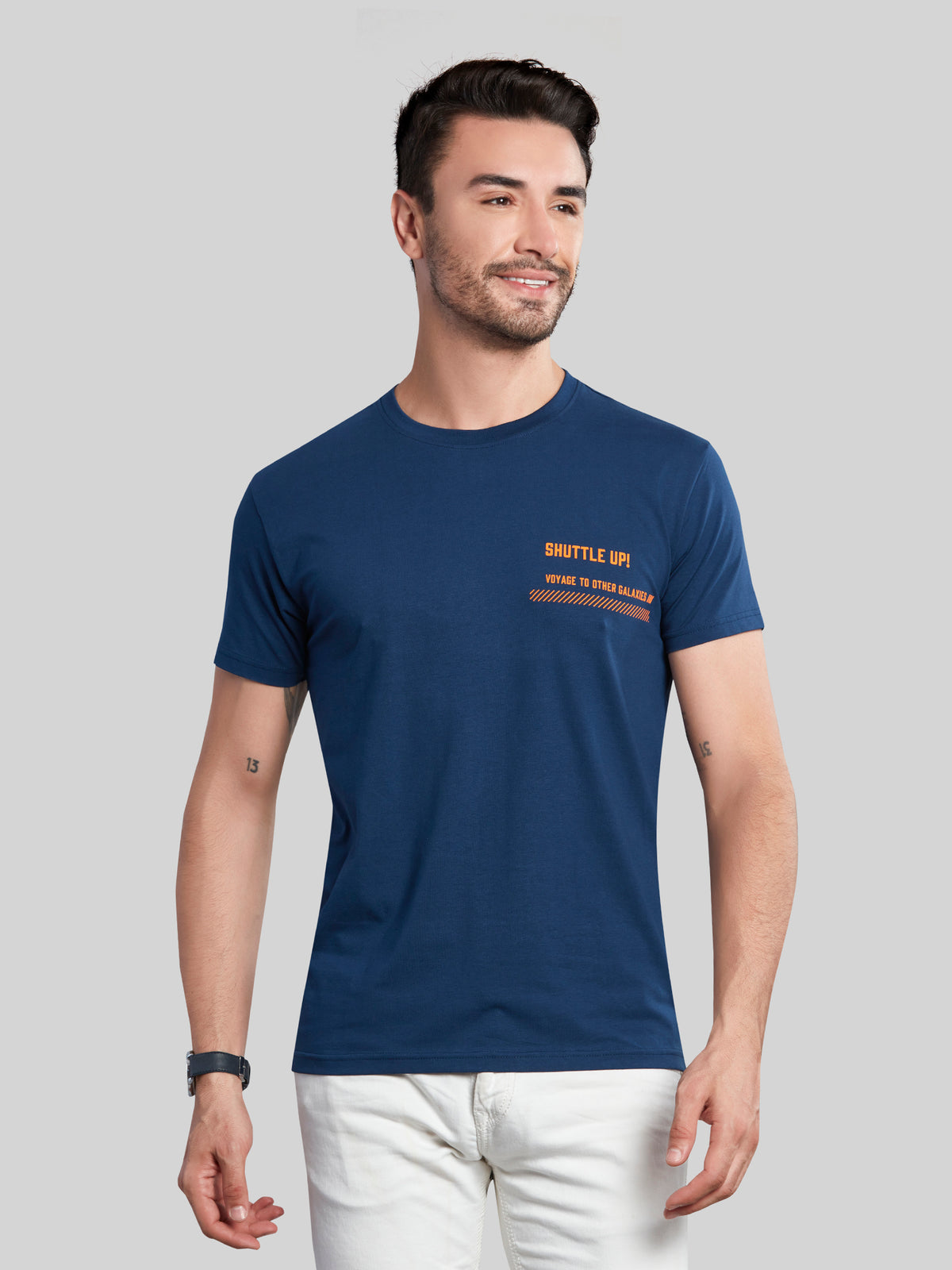 Indigo Printed Round Neck T-Shirt