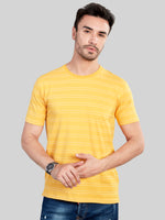 Yellow Striped Round Neck T-Shirt