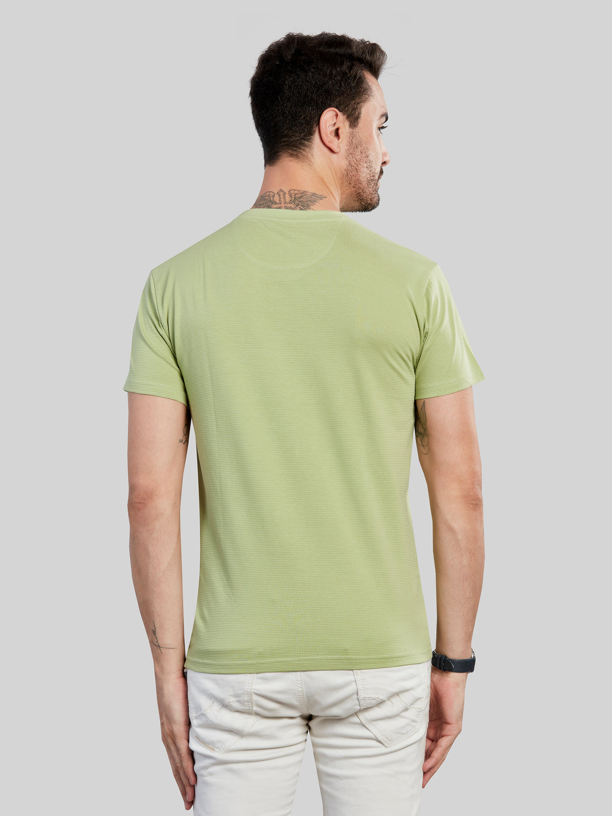 Green Printed Round Neck T-Shirt
