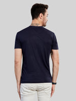 Navy Printed Round Neck T-Shirt