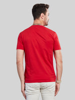 Red with White Printed Round Neck T-Shirt