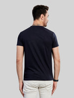 Navy Printed Round Neck T-Shirt