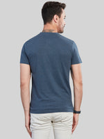 Blue Printed Round Neck T-Shirt