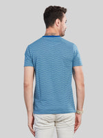 Blue Printed Round Neck T-Shirt