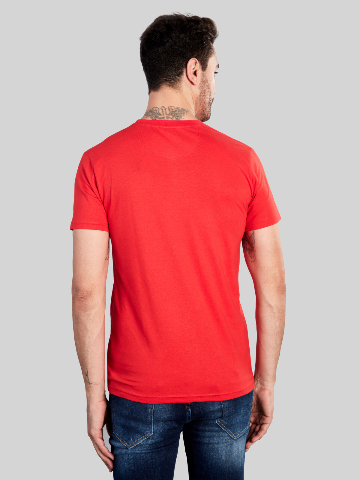 Red Printed Round Neck T-Shirt