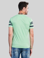 Green Striped Round Neck T-Shirt