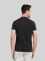 Black Printed Round Neck T-Shirt