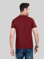 Maroon Printed Round Neck T-Shirt