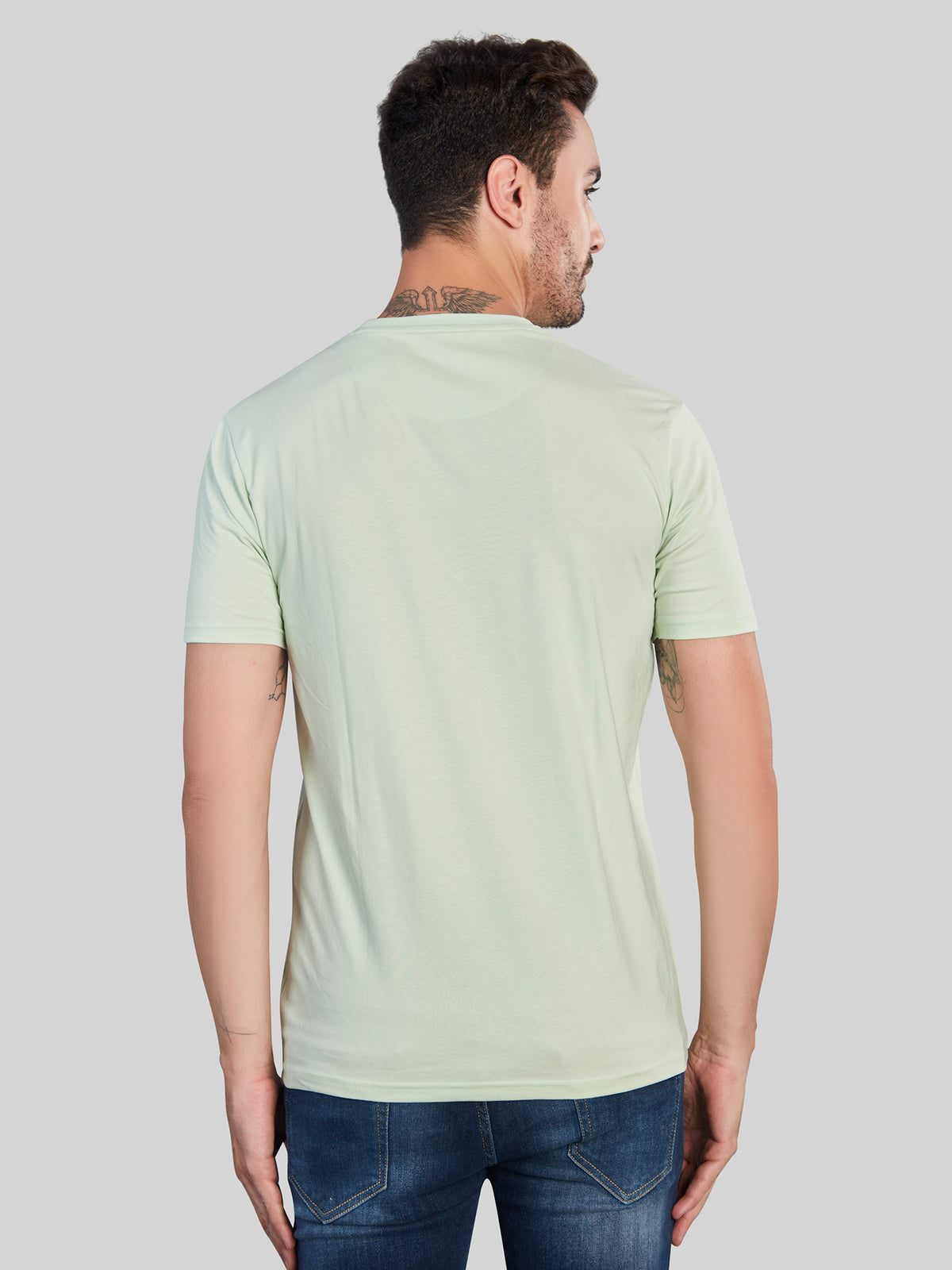 Light Green Printed Round Neck T-Shirt