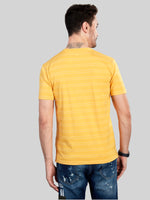 Yellow Striped Round Neck T-Shirt