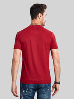 Maroon Printed Round Neck T-Shirt