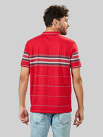 Red Striped Polo Neck T-Shirt