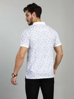White Printed Polo Neck T-Shirt