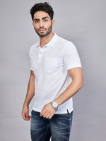 White Striped Polo Neck T-shirt