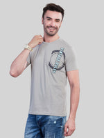 Grey Printed Round Neck T-Shirt